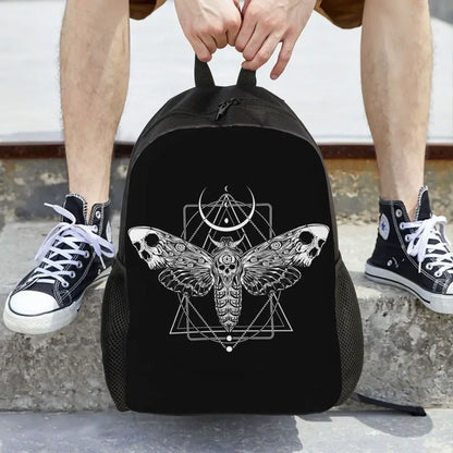 Skulls And Roses Backpack for Women Men School College Students Bookbag Fits 15 Inch Laptop Gothic Moth Bags