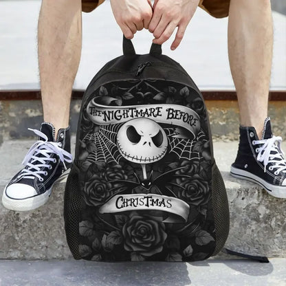 Custom Nightmare Before Christmas Backpacks for Men Women School College Student Bookbag Skellington Halloween Skull Bags