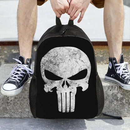 Customized Superhero Backpack Men Women Basic Bookbag for College School Punisher Skull Symbol Bags