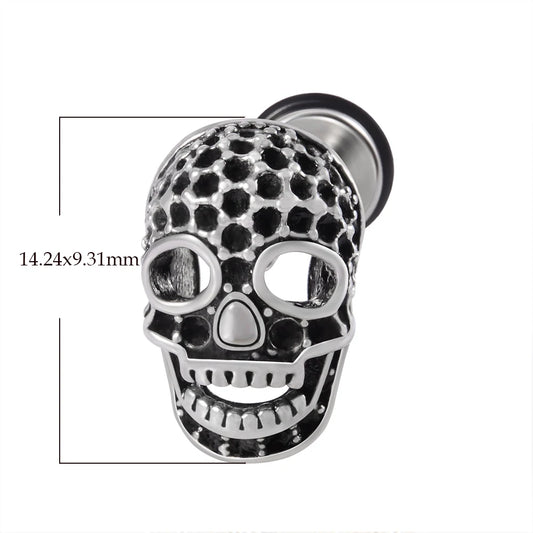 1PC Surgical Steel Skull Ear Stud Demon Skeleton Earrings Men Hiphop Style Prevent Allergy Ear Piercing Jewelry