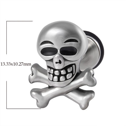 1PC Surgical Steel Skull Ear Stud Demon Skeleton Earrings Men Hiphop Style Prevent Allergy Ear Piercing Jewelry