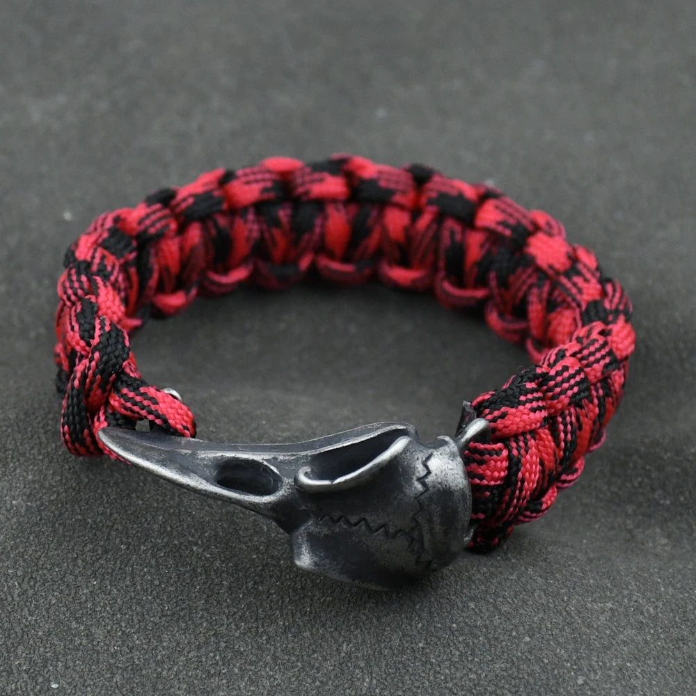 Odin Raven Skull Bracelet Mens Slavic Paracord Rope Bracelet Punk Biker Rock Party Accessories Nordic rune Jewelry