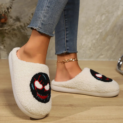 Halloween Ghost Cotton Slippers Home Flat Scream Slipper Indoor Non-slip Thickened Shoes Skull Slippers Halloween Gift Women Men