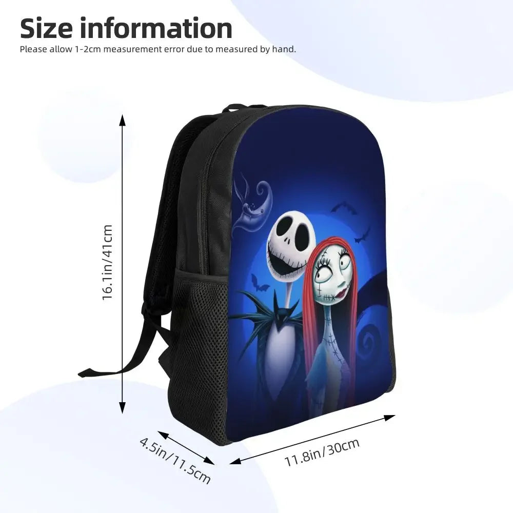 Custom Nightmare Before Christmas Backpacks for Men Women School College Student Bookbag Skellington Halloween Skull Bags