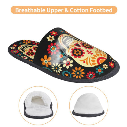 Halloween Catrina Sugar Skull House Slippers Soft Memory Foam Shoes Day Of The Dead Mexican Lady Comfy Warm Anti-Skid Slipper