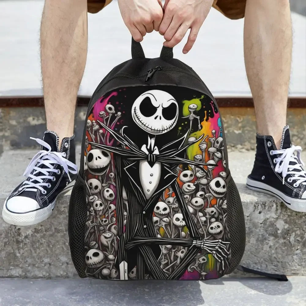 Custom Nightmare Before Christmas Backpacks for Men Women School College Student Bookbag Skellington Halloween Skull Bags