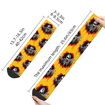 Novelty Mens Funny Jokers Skull Gun Dress Socks Unisex Comfortable Warm 3D Printed Gothic Skeleton Crew Socks