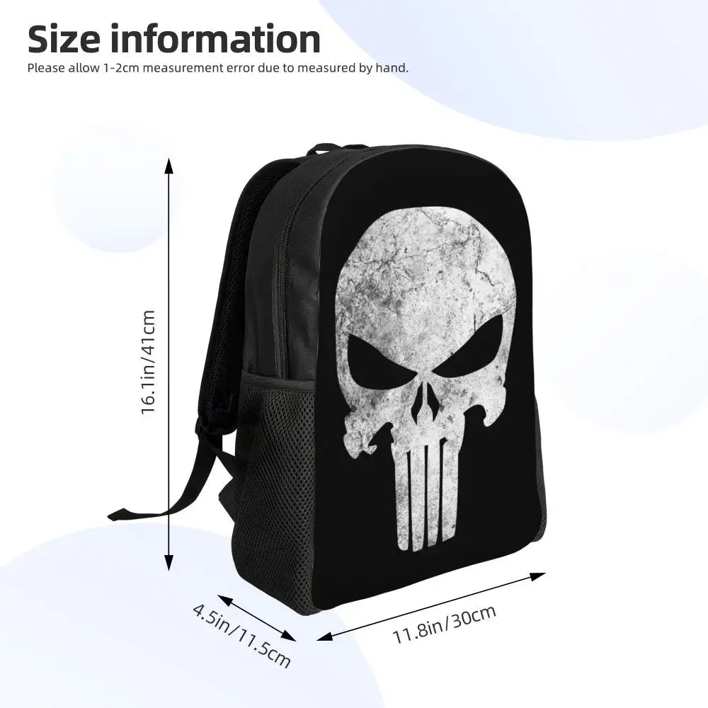 Customized Superhero Backpack Men Women Basic Bookbag for College School Punisher Skull Symbol Bags