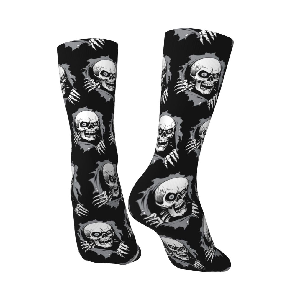 Novelty Mens Funny Jokers Skull Gun Dress Socks Unisex Comfortable Warm 3D Printed Gothic Skeleton Crew Socks