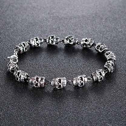 Cool Rock Style Steampunk Skull Bracelet for Women Alloy Skeleton Beaded Bracelet Hiphop Tibetan Prayer Beaded Bracelet New