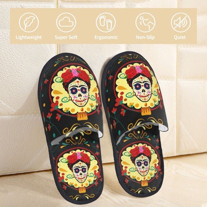 Halloween Catrina Sugar Skull House Slippers Soft Memory Foam Shoes Day Of The Dead Mexican Lady Comfy Warm Anti-Skid Slipper