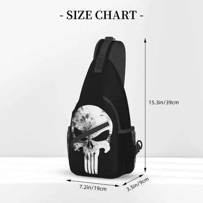 Vintage Skeleton Punishers Skull Crossbody Sling Backpack Men Custom Chest Shoulder Bag for Cycling Camping Daypack