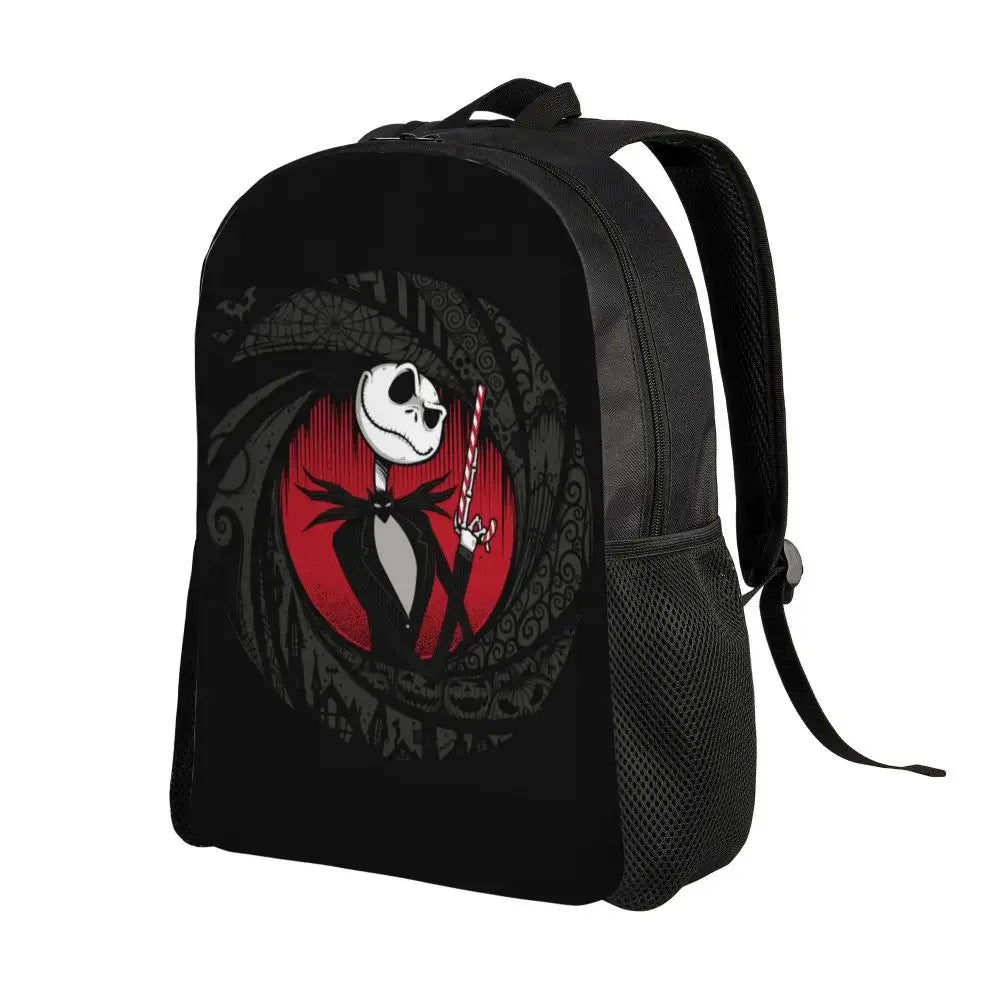 Custom Nightmare Before Christmas Backpacks for Men Women School College Student Bookbag Skellington Halloween Skull Bags