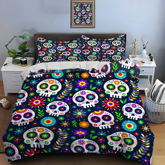 Mexican Style Skull Guitar Print Bedding Set Duvet Cover 1 Duvet Cover 2 Pillowcases Adult and Kids Bedding Set Luxury Gifts