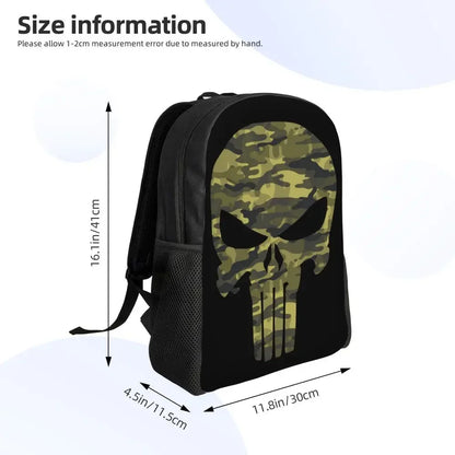 Customized Superhero Backpack Men Women Basic Bookbag for College School Punisher Skull Symbol Bags