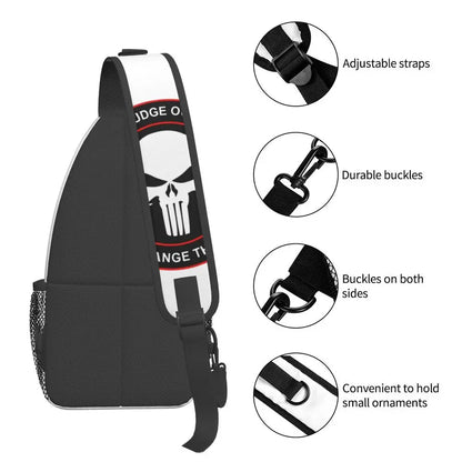 Vintage Skeleton Punishers Skull Crossbody Sling Backpack Men Custom Chest Shoulder Bag for Cycling Camping Daypack