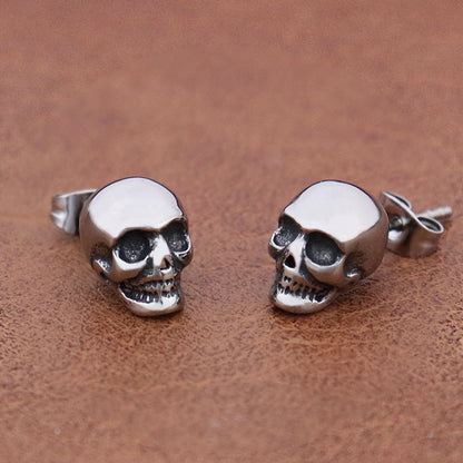 Punk Rock Skull Stud Earring for Men Stainless Steel Fashion Simple Piercing Earring Classic Personality Jewelry Wholesale