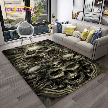 3D Gothic Horror Skull Ghost Cartoon Carpet Rug for Home Living Room Bedroom Sofa Doormat Decor,kids Area Rug Non-slip Floor Mat