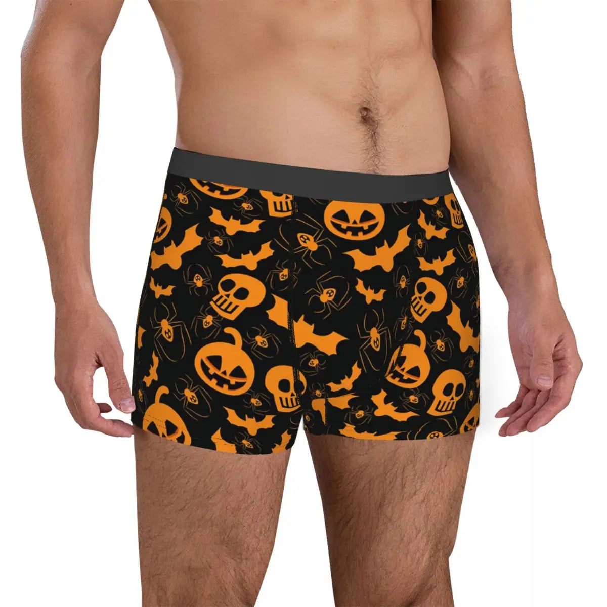 Men Happy Halloween Underwear Pumpkin Bat Skull Cartoon Novelty Boxer Briefs Shorts Panties Male Breathable Underpants S-XXL