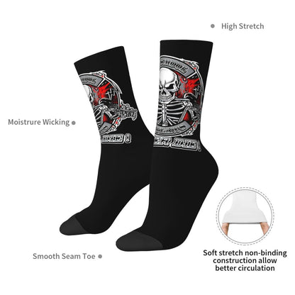 Custom Rockabilly Motorcycle Rider Rock Skull Men's Crew Socks Unisex Kawaii 3D Printed Dress Socks