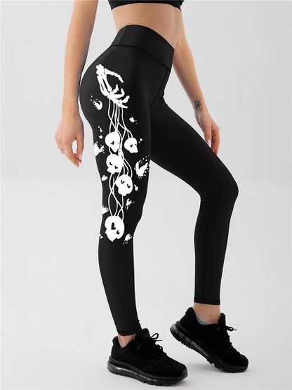 New Yoga Pants Tight Sports Women's Underpants Personalized Skull Printed Elastic Pants