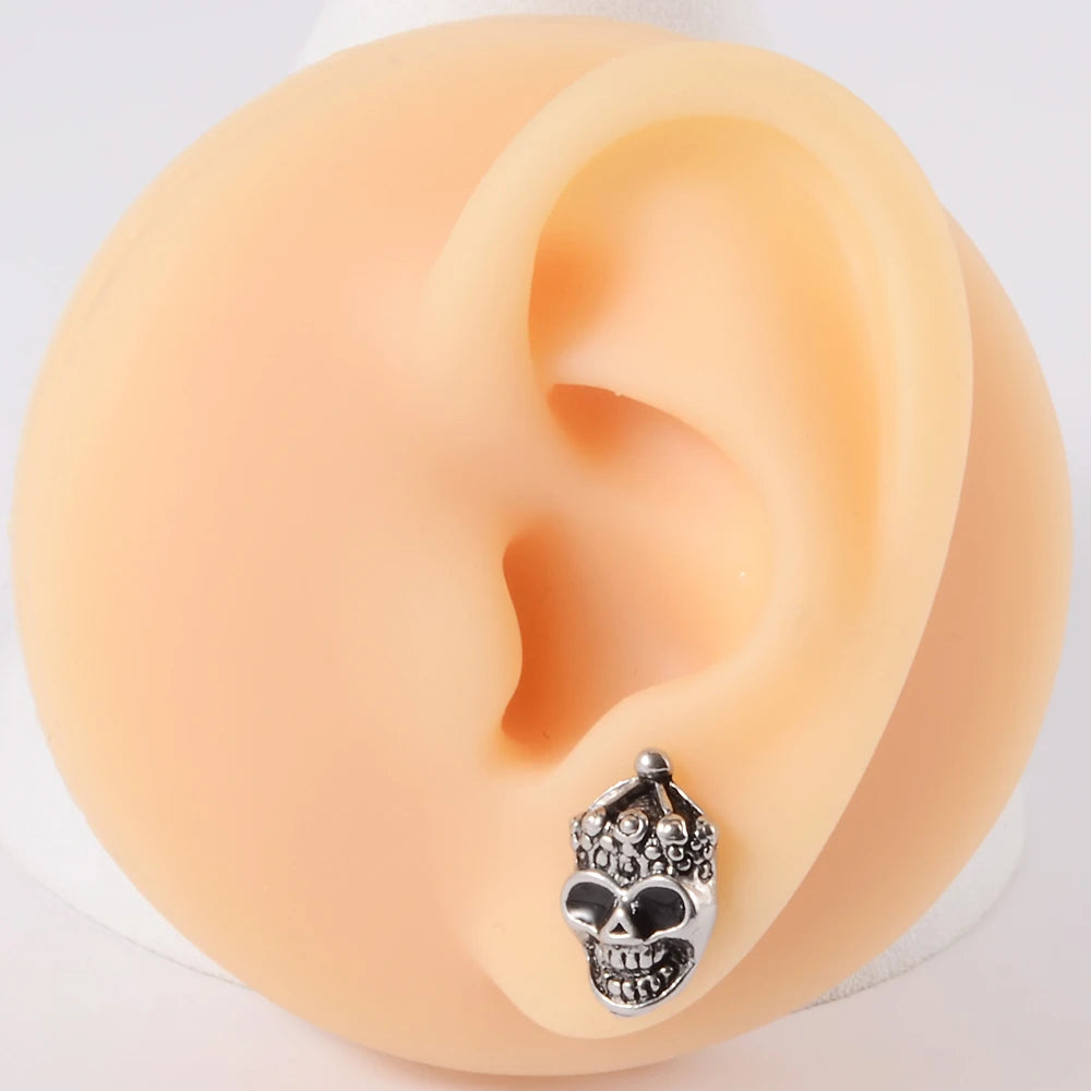 1PC Surgical Steel Skull Ear Stud Demon Skeleton Earrings Men Hiphop Style Prevent Allergy Ear Piercing Jewelry