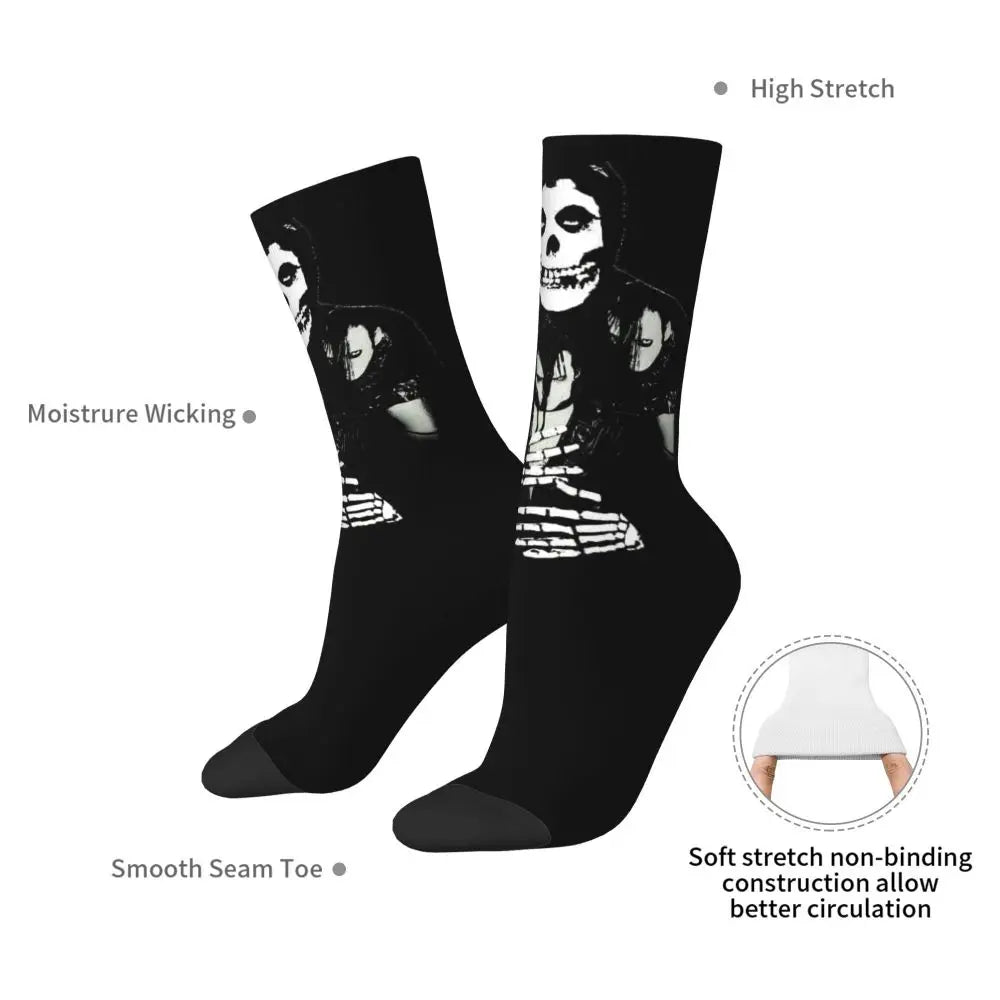 Misfits Skull Funny Socks for Men Women Male Unisex Crazy Street Style Printed Happy Crew Sock with Print Summer