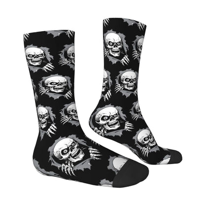 Novelty Mens Funny Jokers Skull Gun Dress Socks Unisex Comfortable Warm 3D Printed Gothic Skeleton Crew Socks