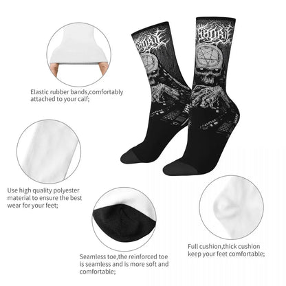 Autumn Winter Fashion Unisex Lorna Shore Deathcore Skull Socks Breathable Skateboard Socks