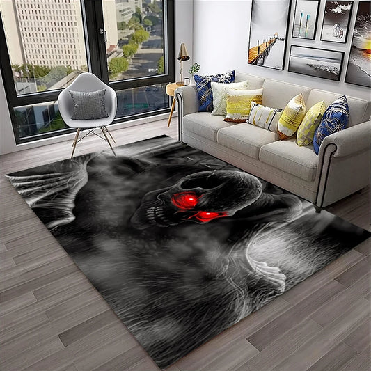 3D Gothic Horror Skull Ghost Cartoon Carpet Rug for Home Living Room Bedroom Sofa Doormat Decor,kids Area Rug Non-slip Floor Mat