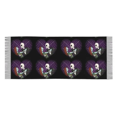 Custom Jack Skellington Sally Tassel Scarf Women Winter Fall Warm Shawls Wraps Ladies The Nightmare Before Christmas Scarves