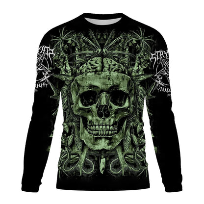 Men's New Crew Neck TShirt Terror Skull Graphic 3D Print Short Sleeve Vintage Casual Fashion Men Street Clothing Sweatshirt Tops