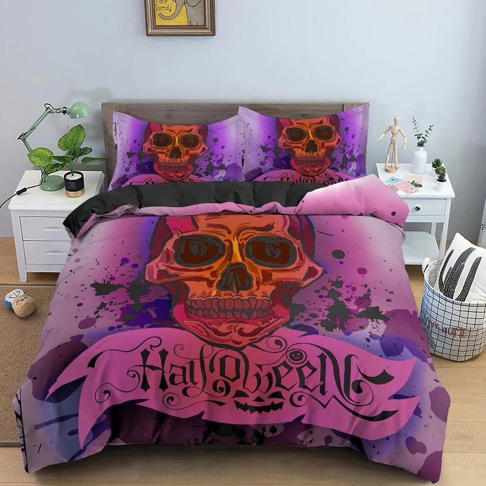 3D Skull Print Bedding Set Skeleton Duvet Cover Comforter Covers For Bedroom Twin King Size Quilt Cover With Pillowcase 2/3 PCS