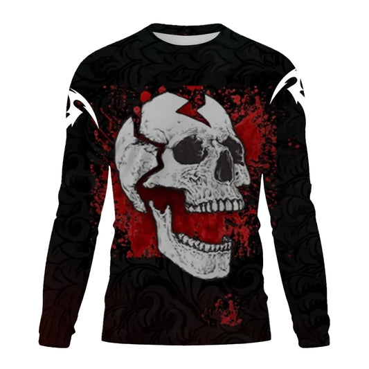 Men's Retro Long sleeved T-shirt Horror Street Skull 3D Print O-neck Short Sleeve Skeleton Street Hip-hop Shirt Large size Tops