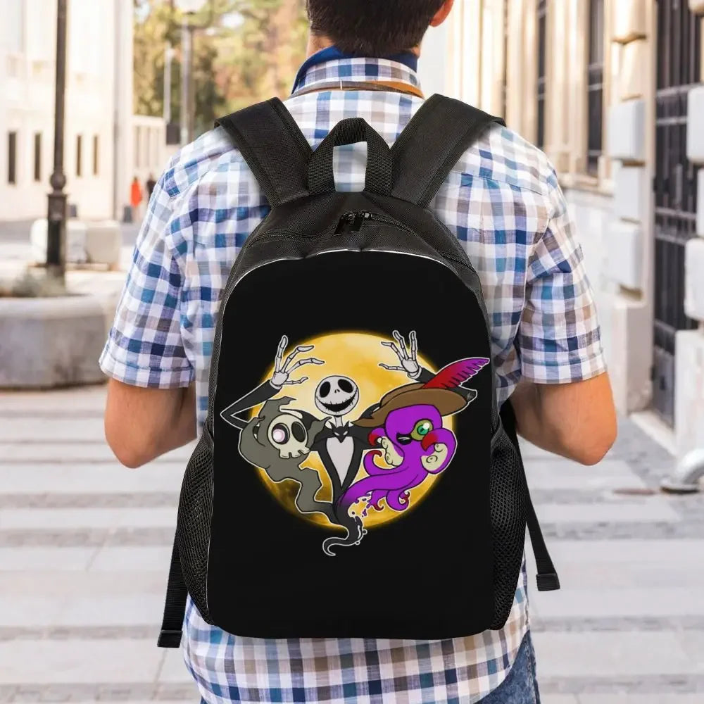 Custom Nightmare Before Christmas Backpacks for Men Women School College Student Bookbag Skellington Halloween Skull Bags