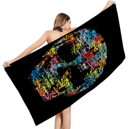 Funny Black Skull Printed Beach Towel Quick-drying Microfiber Towel Beach Mat Large Bath Towel Spa Sauna Fashion Black Pool