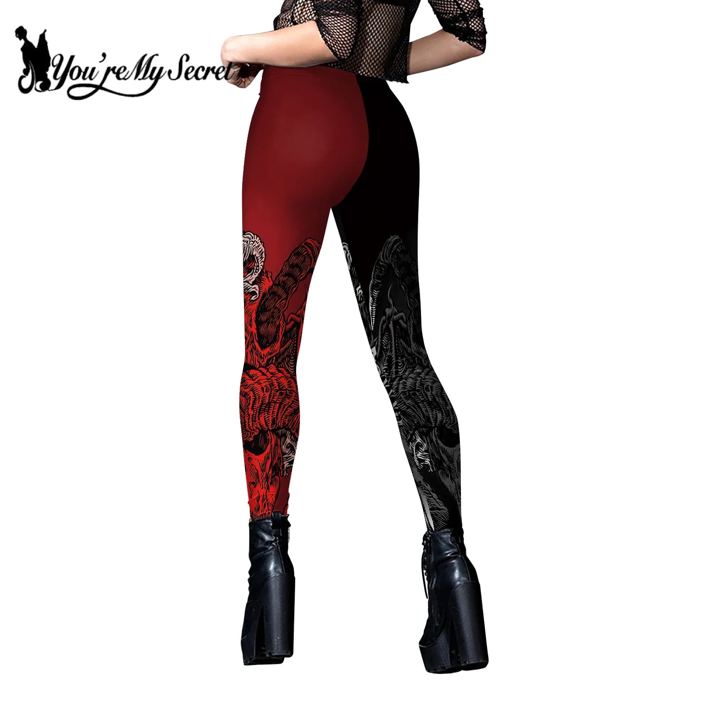 [You're My Secret] Halloween Skeleton Print Legging Punk Women Legging Gothic Fitness Ankle Pants Sexy Stretch Black Leggings