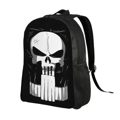 Customized Superhero Backpack Men Women Basic Bookbag for College School Punisher Skull Symbol Bags