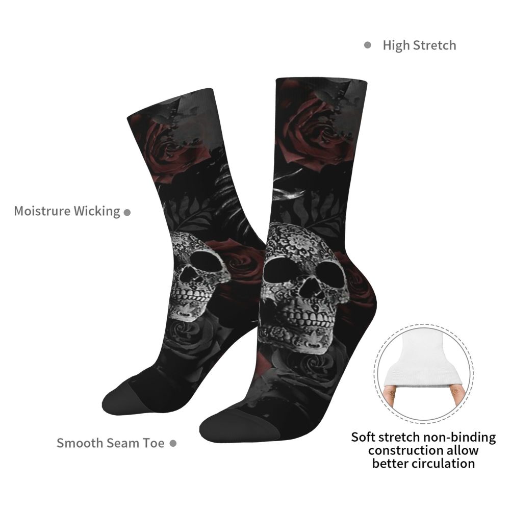 Funny Happy Men's Socks Mexican Skull Vintage Harajuku Skeleton Skull Bone Hip Hop Seamless Crew Crazy Sock Gift Pattern Printed