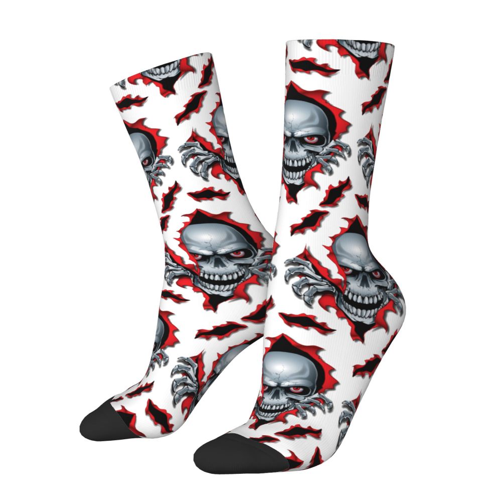 Novelty Mens Funny Jokers Skull Gun Dress Socks Unisex Comfortable Warm 3D Printed Gothic Skeleton Crew Socks