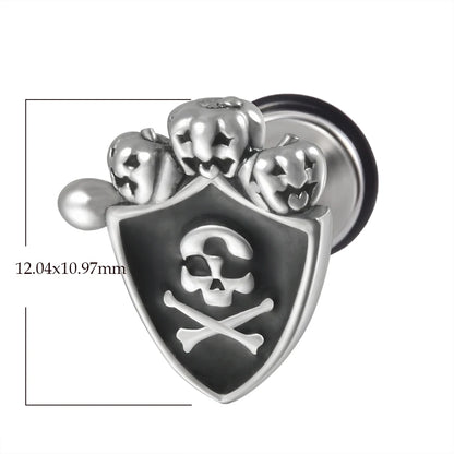 1PC Surgical Steel Skull Ear Stud Demon Skeleton Earrings Men Hiphop Style Prevent Allergy Ear Piercing Jewelry