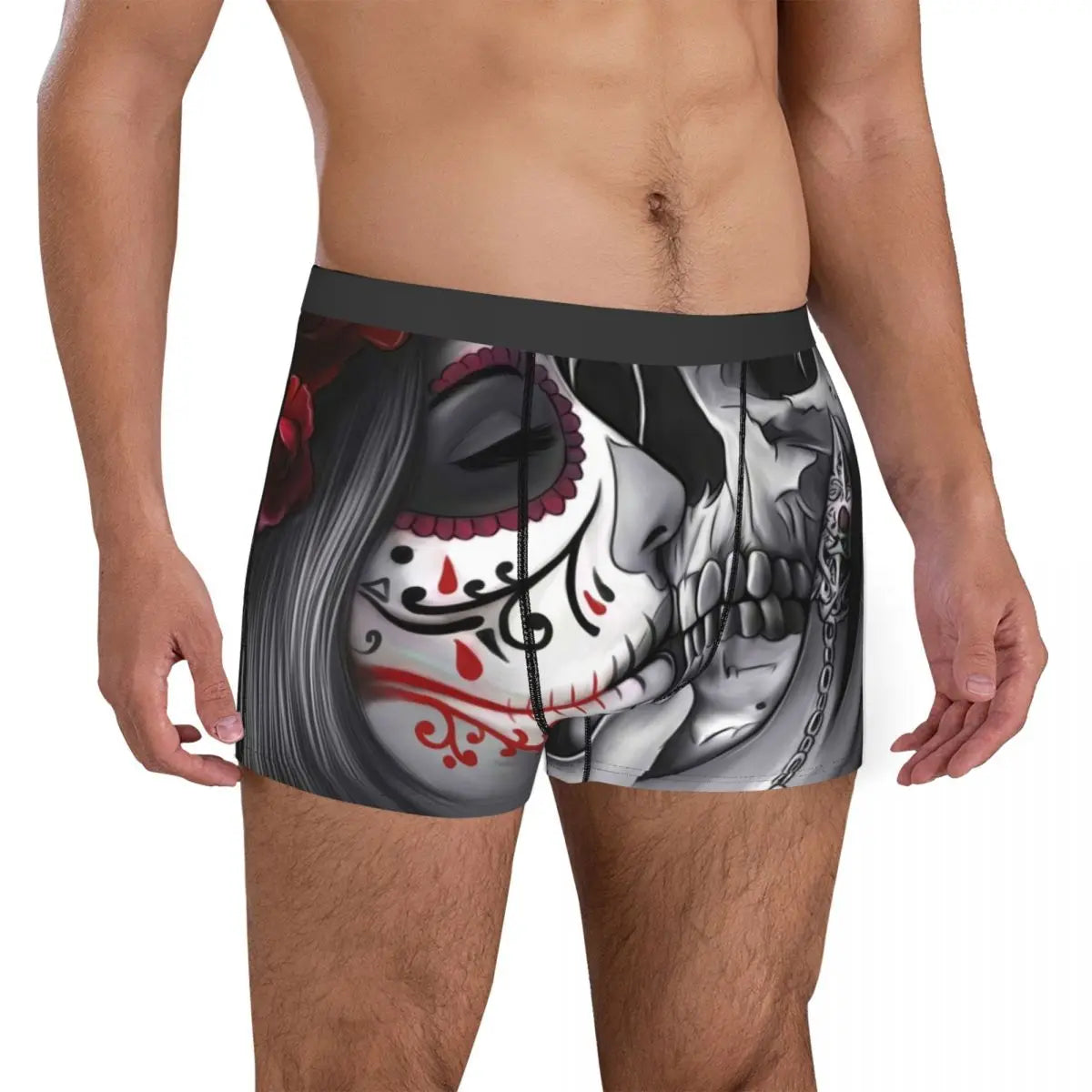 Sexy Boxer Sugar Skull Shorts Panties Men Underwear Day of the Dead Polyester Underpants for Male S-XXL