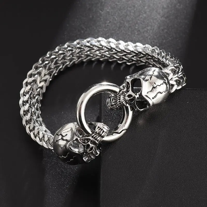 Hot Selling Classic Fashion Punk Stainless Steel Skull Bracelet Men's Charm Gothic Bracelet Jewelry Gift