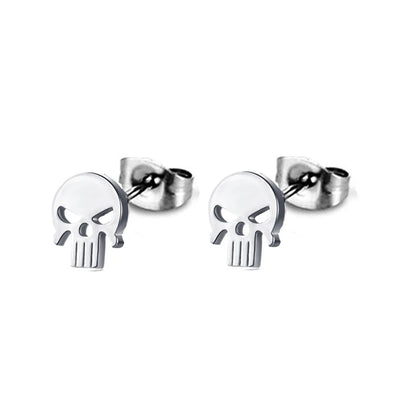 Design Stainless Steel Skull Drop Earrings For Men Fashion Gothic Street Hip Hop Ear Jewelry Pendant Cool Stud Earrings