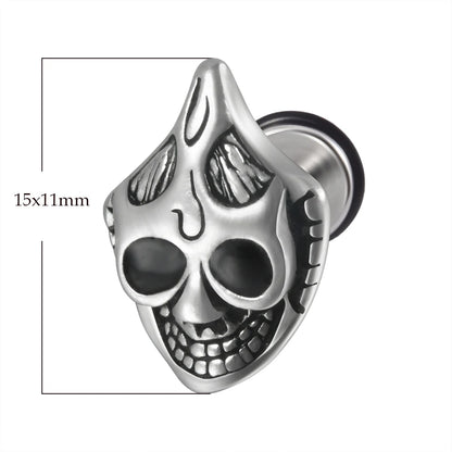 1PC Surgical Steel Skull Ear Stud Demon Skeleton Earrings Men Hiphop Style Prevent Allergy Ear Piercing Jewelry