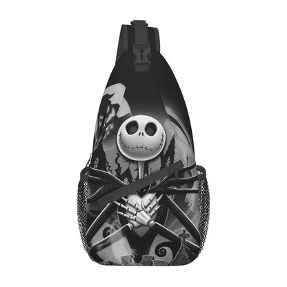 Custom Halloween Skull Jack Sling Crossbody Backpack Men Tim Burton Christmas Horror Movie Shoulder Chest Bag for Hiking