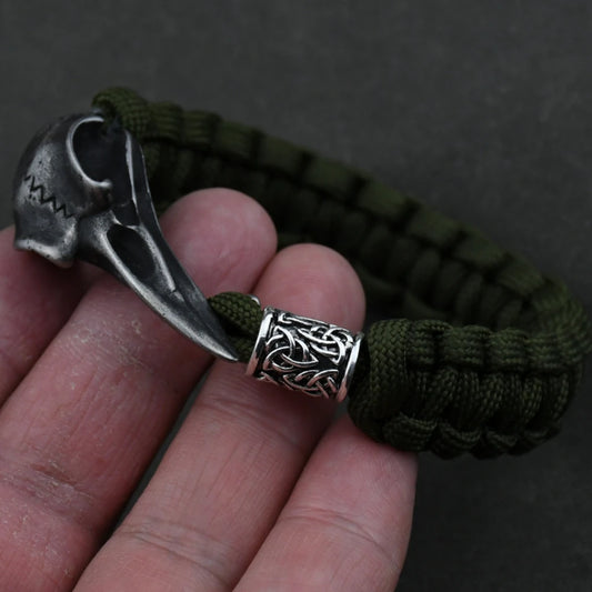 Odin Raven Skull Bracelet Mens Slavic Paracord Rope Bracelet Punk Biker Rock Party Accessories Nordic rune Jewelry