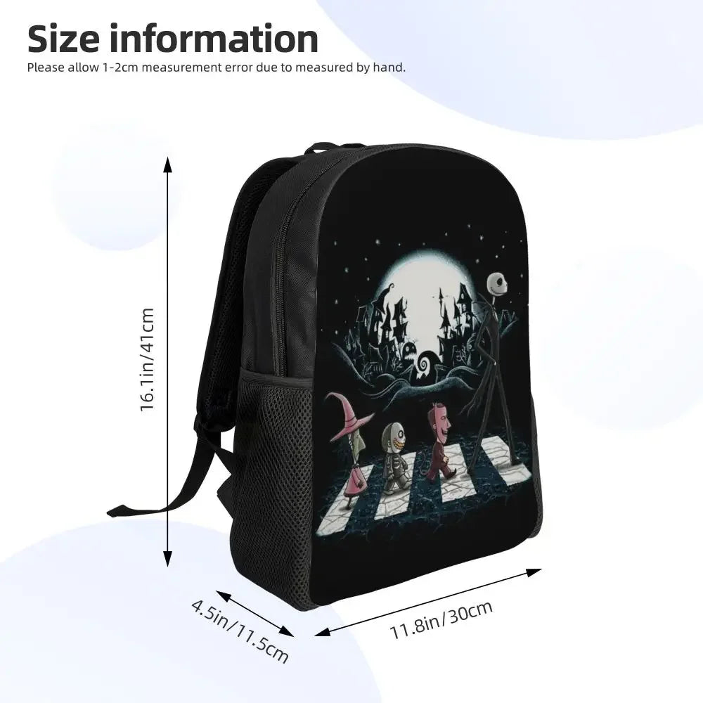 Custom Nightmare Before Christmas Backpacks for Men Women School College Student Bookbag Skellington Halloween Skull Bags