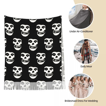 Misfits-Logo Scarf for Women Fall Winter Shawl Wrap Long Scarves with Tassel Ladies