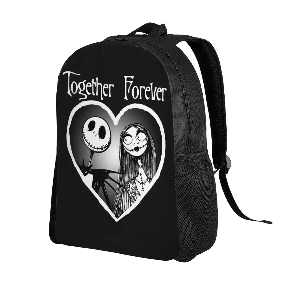 Custom Nightmare Before Christmas Backpacks for Men Women School College Student Bookbag Skellington Halloween Skull Bags